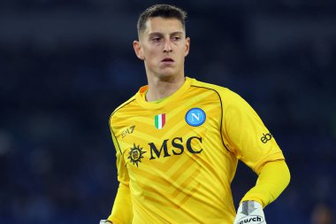 Roma, İtalya 28.01.2024: Napoli 'li Pierluigi Gollini İtalya Serisi A TIM 2023-2024 futbol karşılaşmasında Roma' daki Olimpiyat Stadyumu 'nda SS Lazio ile SSC Napoli karşı karşıya..