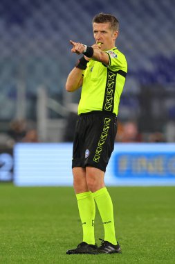 Roma, İtalya 28.01.2024: İtalyan Serie A TIM 2023-2024 futbol karşılaşması sırasında hakem Orsato Roma Olimpiyat Stadyumu 'nda SS Lazio' ya karşı SSC Napoli.