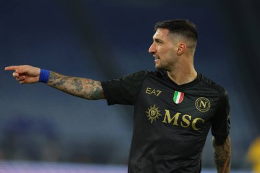 Roma, İtalya 28.01.2024: Napoli 'li Matteo Politano İtalya Serisi A TIM 2023-2024 futbol karşılaşmasında Roma' daki Olimpiyat Stadyumu 'nda SS Lazio ile SSC Napoli karşılaşacak..