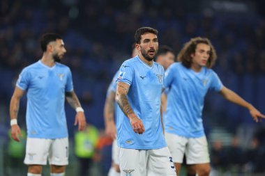 Roma, İtalya 28.01.2024: Lazio 'dan Danilo Cataldi İtalya Serisi A TIM 2023-2024 futbol karşılaşmasında Roma' daki Olimpiyat Stadyumu 'nda SS Lazio' ya karşı SSC Napoli.