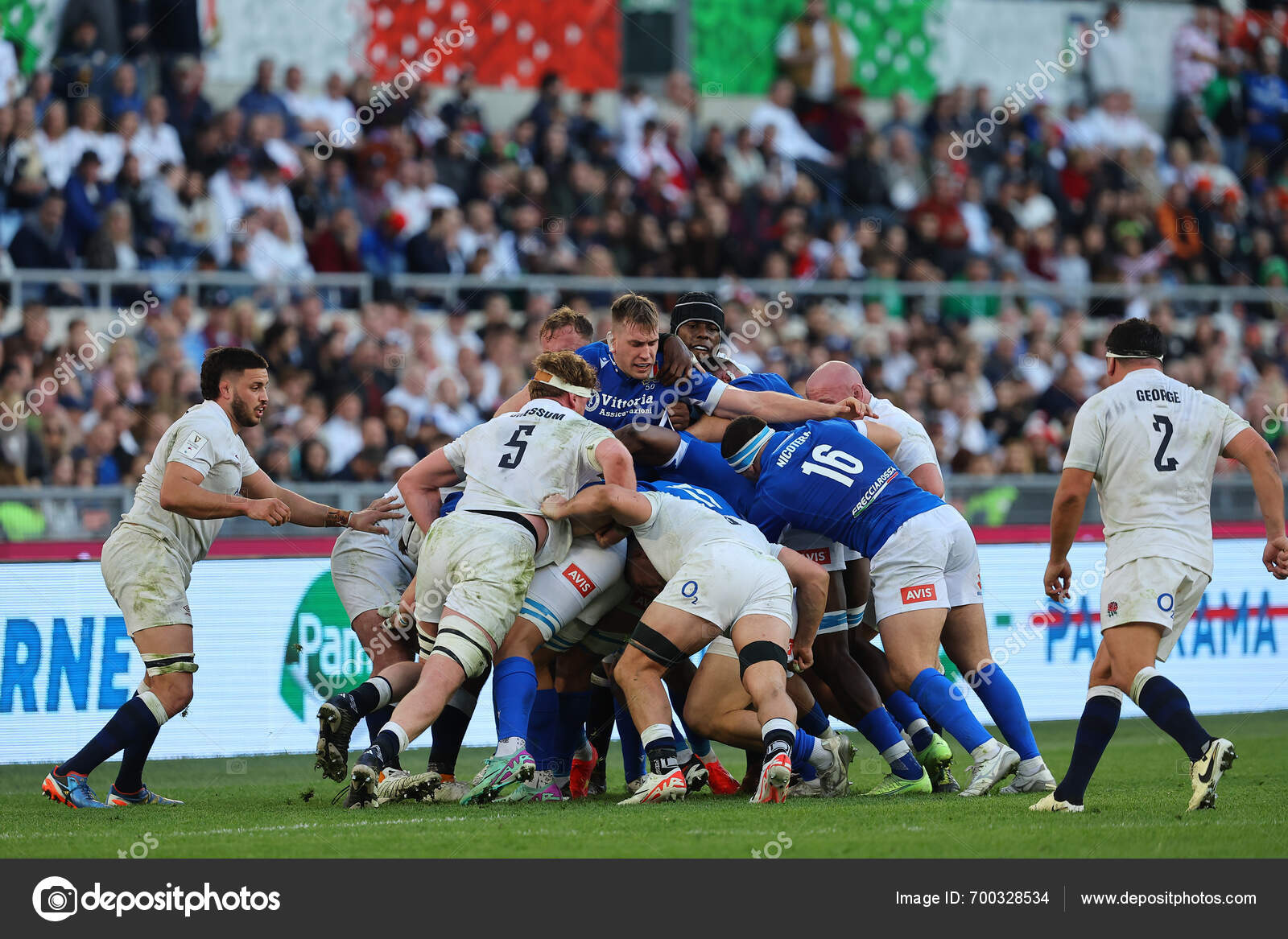 Rome Italy 2024 Players Scrum Guinness Six Nations 2024 Rugby — Stock