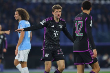 Roma, İtalya 14.2.2024: Bayern Münih 'ten Thomas Muller Uefa Şampiyonlar Ligi 2023-2024 maçında 16' ncı tur SS Lazio FC Bayern Mucnhen 'e karşı Roma Olimpiyat Stadyumu' nda oynandı..