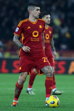 Roma, İtalya 26.02.2024: İtalyan Gianluca Mancini İtalya Serie A TIM 2023-2024 futbol karşılaşmasında Roma 'daki Olimpiyat Stadyumu' nda AS ROMA FC Torino 'ya karşı.