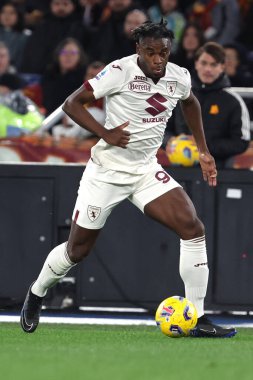 Roma, İtalya 26.02.2024: İtalya Serie A TIM 2023-2024 futbol karşılaşması sırasında Torino 'dan Zapata Roma Olimpiyat Stadyumu' nda AS ROMA FC Torino 'ya karşı.