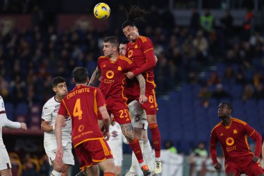 Roma, İtalya 26.02.2024: İtalya Serie A TIM 2023-2024 futbol karşılaşması sırasında Roma Olimpiyat Stadyumu 'nda AS ROMA FC Torino' ya karşı.