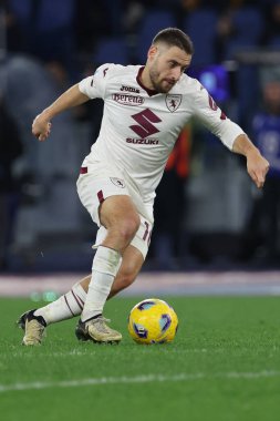 Roma, İtalya 26.02.2024: İtalya Serie A TIM 2023-2024 futbol karşılaşması sırasında Torino Vlasiç Roma Olimpiyat Stadyumu 'nda AS ROMA FC Torino' ya karşı.