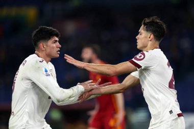 Roma, İtalya 26.02.2024: Torino 'dan Ricci 3-2 gol attı ve İtalya Serie A TIM 2023-2024 futbol karşılaşması AS ROMA FC Torino' ya karşı Roma Olimpiyat Stadyumu 'nda oynanan karşılaşmada takımla birlikte kutladı..