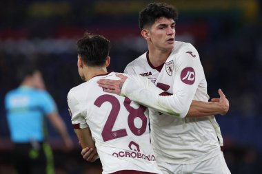 Roma, İtalya 26.02.2024: Torino 'dan Ricci 3-2 gol attı ve İtalya Serie A TIM 2023-2024 futbol karşılaşması AS ROMA FC Torino' ya karşı Roma Olimpiyat Stadyumu 'nda oynanan karşılaşmada takımla birlikte kutladı..