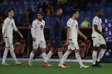 Roma, İtalya 26.02.2024: İtalya Serie A TIM 2023-2024 futbol karşılaşması sırasında Roma Olimpiyat Stadyumu 'nda AS ROMA FC Torino' ya karşı.