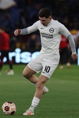 Roma, İtalya 07.03.2024: UEFA Avrupa Ligi 2023-2024 'te Brighton & Hove Albion' a karşı Roma Olimpiyat Stadyumu 'nda AS Romanlar arasında oynanan 16..