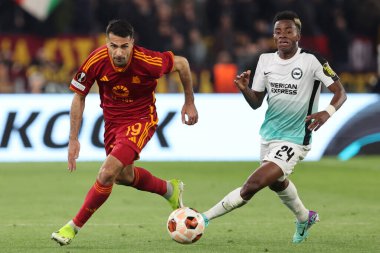 Rome, Italy 07.03.2024:  Zeki Celik of Roma, Simon Adingra of Brighton in action  during the UEFA Europa League 2023-2024, round 16, football match between AS Roma vs Brighton & Hove Albion at Olympic Stadium in Rome. clipart