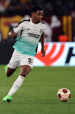 Roma, İtalya 07.03.2024: UEFA Avrupa Ligi 2023-2024, 16. tur, Roma 'daki Olimpiyat Stadyumu' nda AS Roman - Brighton & Hove Albion futbol karşılaşması sırasında Brighton 'lu Ansu Fati.