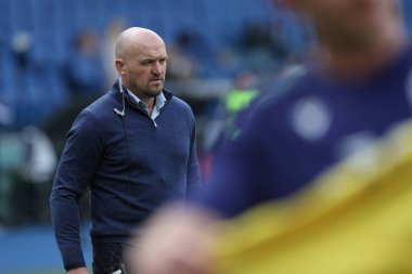 Roma, İtalya 09.03.2024: Gregor Townsend teknik direktör İskoçya Guinness Altı Milletler 2024 turnuva karşılaşmasında İtalya ile İskoçya arasında 9 Mart 2024 tarihinde İtalya 'nın başkenti Roma' da oynanan Stadio Olimpico 'da oynanan karşılaşmada ısındı.