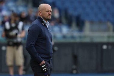 Roma, İtalya 09.03.2024: Gregor Townsend teknik direktör İskoçya Guinness Altı Milletler 2024 turnuva karşılaşmasında İtalya ile İskoçya arasında 9 Mart 2024 tarihinde İtalya 'nın başkenti Roma' da oynanan Stadio Olimpico 'da oynanan karşılaşmada ısındı.