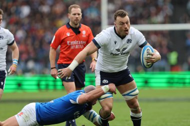 Roma, İtalya 09.03.2024: Jack Dempsey (İskoçya) Guinness Altı Milletler 2024 turnuvası sırasında İtalya ile İskoçya arasında 9 Mart 2024 'te İtalya' nın başkenti Roma 'da oynanan Stadio Olimpico' da oynanan karşılaşma.