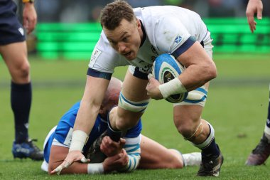 Roma, İtalya 09.03.2024: Jack Dempsey (İskoçya) Guinness Altı Milletler 2024 turnuvası sırasında İtalya ile İskoçya arasında 9 Mart 2024 'te İtalya' nın başkenti Roma 'da oynanan Stadio Olimpico' da oynanan karşılaşma.