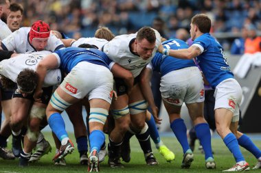 Roma, İtalya 09.03.2024: Jack Dempsey (İskoçya) Guinness Altı Milletler 2024 turnuvası sırasında İtalya ile İskoçya arasında 9 Mart 2024 'te İtalya' nın başkenti Roma 'da oynanan Stadio Olimpico' da oynanan karşılaşma.