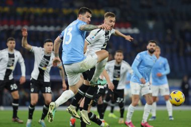 Roma, İtalya 11.03.2024: Lazio 'dan Alessio Romagnoli, İtalya Serisi A TIM 2023-2024 futbol karşılaşmasında Udinese Lovric Roma' daki Olimpiyat Stadyumu 'nda SS Lazio' ya karşı Udinese Calcio.