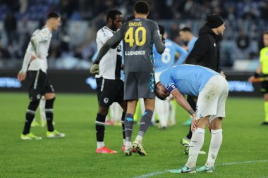 Roma, İtalya 11.03.2024: İtalyan Serie A TIM 2023-2024 futbol karşılaşmasında Lazio, Udinese Calcio 'ya karşı Roma Olimpiyat Stadyumu' nda oynanan karşılaşmada Lazio oyuncularının hayal kırıklığı.