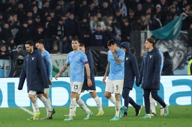 Roma, İtalya 11.03.2024: İtalyan Serie A TIM 2023-2024 futbol karşılaşmasında Lazio, Udinese Calcio 'ya karşı Roma Olimpiyat Stadyumu' nda oynanan karşılaşmada Lazio oyuncularının hayal kırıklığı.