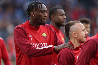 Rome, Italy 17.03.2024: 10 months after the injury he returns to the field for warm-ups Tammy Abraham of Roma before the Italy Serie A TIM 2023-2024 football match AS Roma vs US Sassuolo Calcio at Olympic Stadium in Rome.  clipart