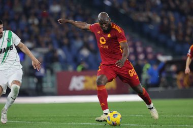 Roma, İtalya 17.03.2024: Roma 'dan Romelu Lukaku İtalya Serie A TIM 2023-2024 futbol karşılaşmasında AS Romanlar ABD' li Sassuolo Calcio 'ya karşı Roma Olimpiyat Stadyumu' nda.