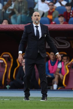 Roma, İtalya 06.04.2024: İtalyan Serisi A TIM 2023-2024 futbol karşılaşmasında Lazio 'nun Igor Tudor teknik direktörü AS ROMA, Roma Olimpiyat Stadyumu' nda SS LAZIO 'ya karşı.