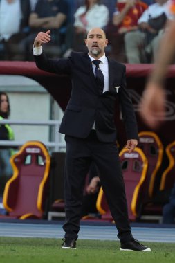 Roma, İtalya 06.04.2024: İtalyan Serisi A TIM 2023-2024 futbol karşılaşmasında Lazio 'nun Igor Tudor teknik direktörü AS ROMA, Roma Olimpiyat Stadyumu' nda SS LAZIO 'ya karşı.
