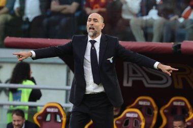 Roma, İtalya 06.04.2024: İtalyan Serisi A TIM 2023-2024 futbol karşılaşmasında Lazio 'nun Igor Tudor teknik direktörü AS ROMA, Roma Olimpiyat Stadyumu' nda SS LAZIO 'ya karşı.