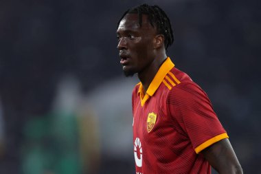 Roma, İtalya 06.04.2024: İtalyan Serisi A TIM 2023-2024 futbol karşılaşmasında Tammy Abraham Roma Olimpiyat Stadyumu 'nda SS LAZIO' ya karşı.