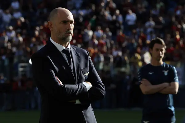 stock image Rome, Italy 06.04.2024: Igor Tudor coach of Lazio  during warm up Italian Serie A TIM 2023-2024 football match derby AS ROMA vs SS LAZIO at Olympic Stadium in Rome.