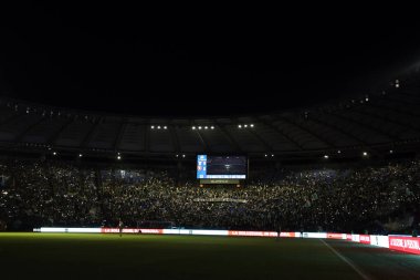 Roma, İtalya 12.04.2024: İtalyan Serisi 'ndeki OLYMPIC STADIUM 2023-2024 futbol müsabakası derbisi SS LAZIO - S SALERNITANA CALCIO Roma Olimpiyat Stadyumu' nda.