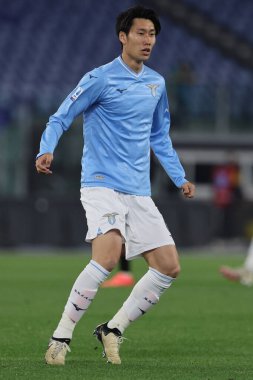 Roma, İtalya 12.04.2024: İtalyan Serisi A TIM 2023-2024 futbol müsabakası sırasında Daichi Kamada Roma 'daki Olimpiyat Stadyumu' nda SS LAZIO vs SALERNITANA CALCIO.