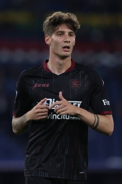 Roma, İtalya 12.04.2024: İtalyan Serisi A TIM 2023-2024 futbol müsabakası sırasında Salernitana 'lı Zanoli SS LAZIO VS SALERNITANA CALCIO Roma Olimpiyat Stadyumu' nda.