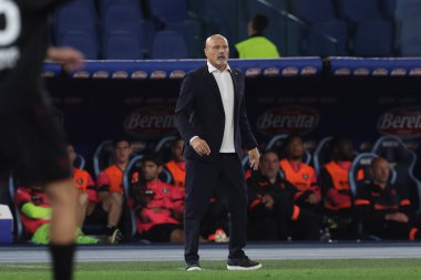 Roma, İtalya 12.04.2024: İtalya Serisi A TIM 2023-2024 futbol karşılaşmasında Colantuono teknik direktörü SS LAZIO - SALERNITANA CALCIO Roma Olimpiyat Stadyumu 'nda.