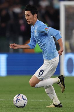 Roma, İtalya 12.04.2024: İtalyan Serisi A TIM 2023-2024 futbol müsabakası sırasında Daichi Kamada Roma 'daki Olimpiyat Stadyumu' nda SS LAZIO vs SALERNITANA CALCIO.