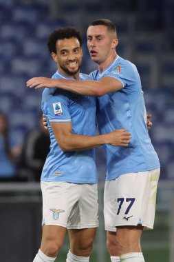 Roma, İtalya 12.04.2024: Lazio 'dan Felipe Anderson 3-1 gol attı ve İtalya Serie A TIM 2023-2024 futbol müsabakasında takımla birlikte Roma' daki Olimpiyat Stadyumu 'nda SS LAZIO-SALERNITANA CALCIO.