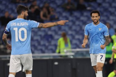 Roma, İtalya 12.04.2024: Lazio 'dan Felipe Anderson 3-1 gol attı ve İtalya Serie A TIM 2023-2024 futbol müsabakasında takımla birlikte Roma' daki Olimpiyat Stadyumu 'nda SS LAZIO-SALERNITANA CALCIO.