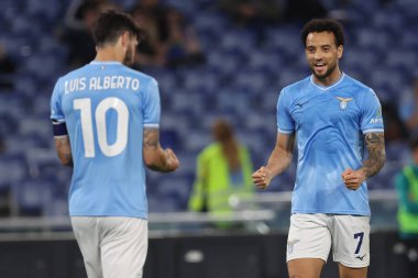 Roma, İtalya 12.04.2024: Lazio 'dan Felipe Anderson 3-1 gol attı ve İtalya Serie A TIM 2023-2024 futbol müsabakasında takımla birlikte Roma' daki Olimpiyat Stadyumu 'nda SS LAZIO-SALERNITANA CALCIO.