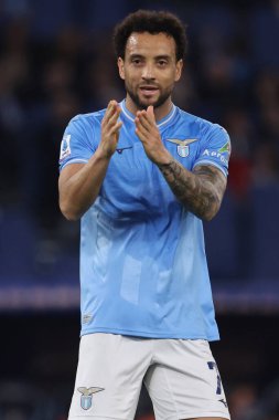 Roma, İtalya 12.04.2024: Lazio 'dan Felipe Anderson 3-1 gol attı ve İtalya Serie A TIM 2023-2024 futbol müsabakasında takımla birlikte Roma' daki Olimpiyat Stadyumu 'nda SS LAZIO-SALERNITANA CALCIO.