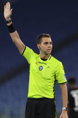 Roma, İtalya 12.04.2024: İtalyan Serisi A TIM 2023-2024 futbol müsabakasında hakem Luca Zufferli SS LAZIO-SALERNITANA CALCIO Roma Olimpiyat Stadyumu 'nda.