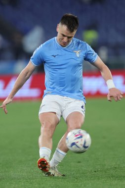 Roma, İtalya 12.04.2024: İtalyan Serisi A TIM 2023-2024 futbol müsabakası sırasında Lazio Patriği SS LAZIO VS SALERNITANA CALCIO Roma Olimpiyat Stadyumu 'nda.