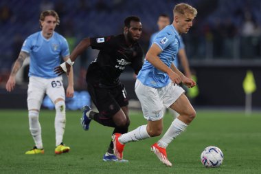 Roma, İtalya 12.04.2024: Lazio 'dan Gustav Isaksen 4-1 gol attı ve İtalya Serisi A TIM 2023-2024 futbol müsabakası sırasında Roma' daki Olimpiyat Stadyumu 'nda SS LAZIO - SALERNITANA CALCIO.