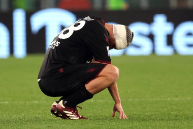 Roma, İtalya 12.04.2024: İtalyan Serie A TIM 2023-2024 futbol karşılaşması derbisi SS LAZIO-S SALERNITANA CALCIO 'nun Roma Olimpiyat Stadyumu' ndaki yenilgisinden dolayı Salernitana 'lı Pirola.