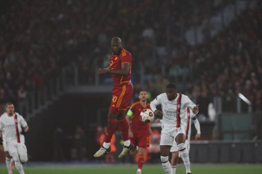 Roma, İtalya 18.04.2024: 2023-2024 UEFA Avrupa Ligi çeyrek final maçında AS Roma ile AC Milan arasındaki Roma Olimpiyat Stadyumu karşılaşması.