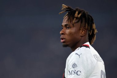 Roma, İtalya 18.04.2024: Milan 'dan Samuel Chukwueze UEFA Avrupa Ligi 2023-2024 çeyrek final maçında, AS Roman ve AC Milan arasındaki Roma Olimpiyat Stadyumu karşılaşmasında.