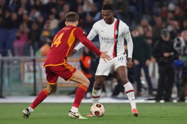 Roma, İtalya 18.04.2024: UEFA Avrupa Ligi 2023-2024 sezonunda Milano 'dan Rafael Leao, çeyrek final, AS Roman ve AC Milan arasında Roma Olimpiyat Stadyumu' nda oynanan karşılaşma..