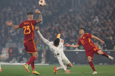 Roma, İtalya 18.04.2024: 2023-2024 UEFA Avrupa Ligi çeyrek final maçında AS Roma ile AC Milan arasındaki Roma Olimpiyat Stadyumu karşılaşması.
