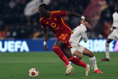 Roma, İtalya 18.04.2024: UEFA Avrupa Ligi 2023-2024 sezonunda Tammy Abraham Roma Olimpiyat Stadyumu 'nda AS Roman ve AC Milan arasında oynanan çeyrek final maçı..