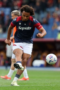 Roma, İtalya 22.04.2024: İtalyan Serie A TIM 2023-2024 futbol karşılaşması öncesinde Bologna 'dan Joshua Zirkzee Roma' daki Olimpiyat Stadyumu 'nda AS ROMA - BOLOGNA FC 1909.